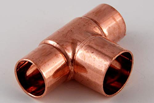 2x Kupferfitting Reduzier-T-Stück 18-22-18 mm 5130 Lötfitting copper fitting CU von kupferking