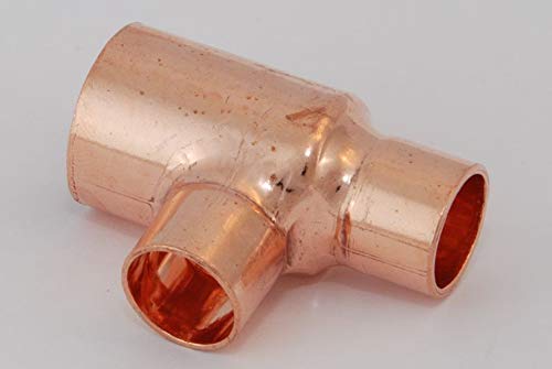 2x Kupferfitting Reduzier-T-Stück 22-18-18 mm 5130 Lötfitting copper fitting CU von kupferking