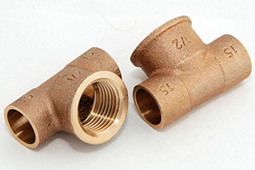 T-Stück 15mm - 1/2' / 4130g, Rotguss (VE 2 Stk) Rotgussfitting red brass gunmetal, Klimaanlage Klimatechnik Wasser Heizung Gas Solar heating refrigerant von kupferking