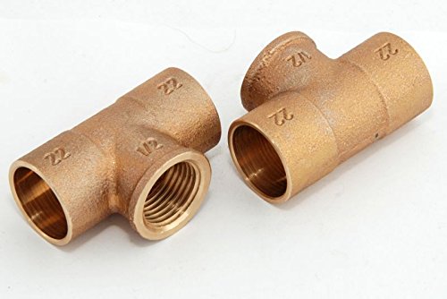 T-Stück 22mm - 1/2' / 4130g, Rotguss (VE 2 Stk) Rotgussfitting red brass gunmetal, Klimaanlage Klimatechnik Wasser Heizung Gas Solar heating refrigerant von kupferking