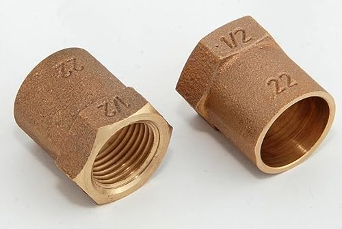 2x Rotguss Übergangsmuffen i/i 22mm-1/2' 4270g Rotgussfitting red brass gunmetal von kupferking