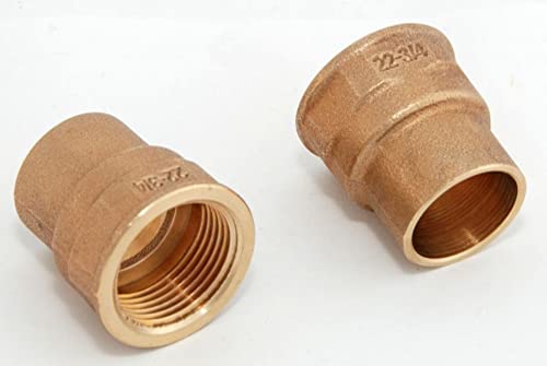 2x Rotguss Übergangsmuffen i/i 22mm-3/4' 4270g Rotgussfitting red brass gunmetal von kupferking