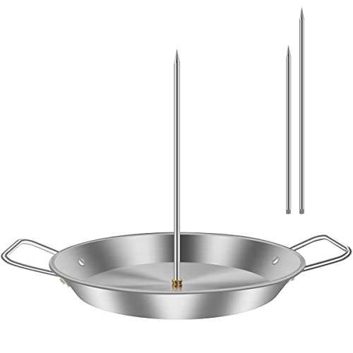 Vertikaler Fleischspieß Edelstahl BBQ Vertikaler Spieß Grill mit 3 Ersatzspikes Grill Vertikaler Spieß Grillrost Ständer mit Griff für ganze Huhn Fisch Wurst Steak von Kuphy