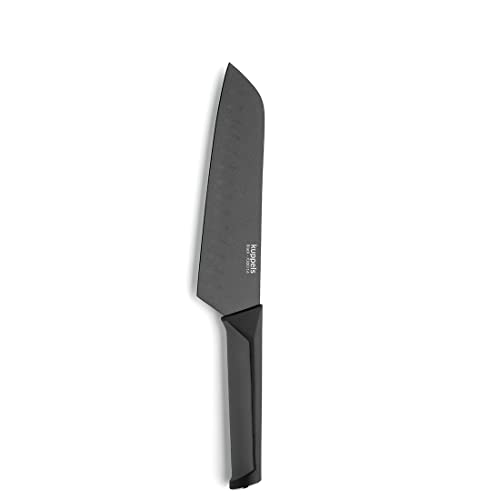 Kuppels BLACK Santokumesser 7'' | Schwarz | schnitthaltig & extra scharf | 17,5 cm Klinge | Klingenstahl rostfrei & poliert | Santoku Messer | Gemüsemesser | Küchenmesser scharf | Japanisches Messer von Kuppels