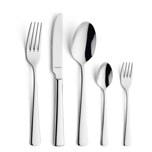 Kuppels Besteckset FLAIR 60-teilig | Besteck Set 12 Personen | Hochglanzpoliert | Edelstahl | Spülmaschinenfest | Stilvolles Essbesteck | Wellenschliff Messer von Kuppels