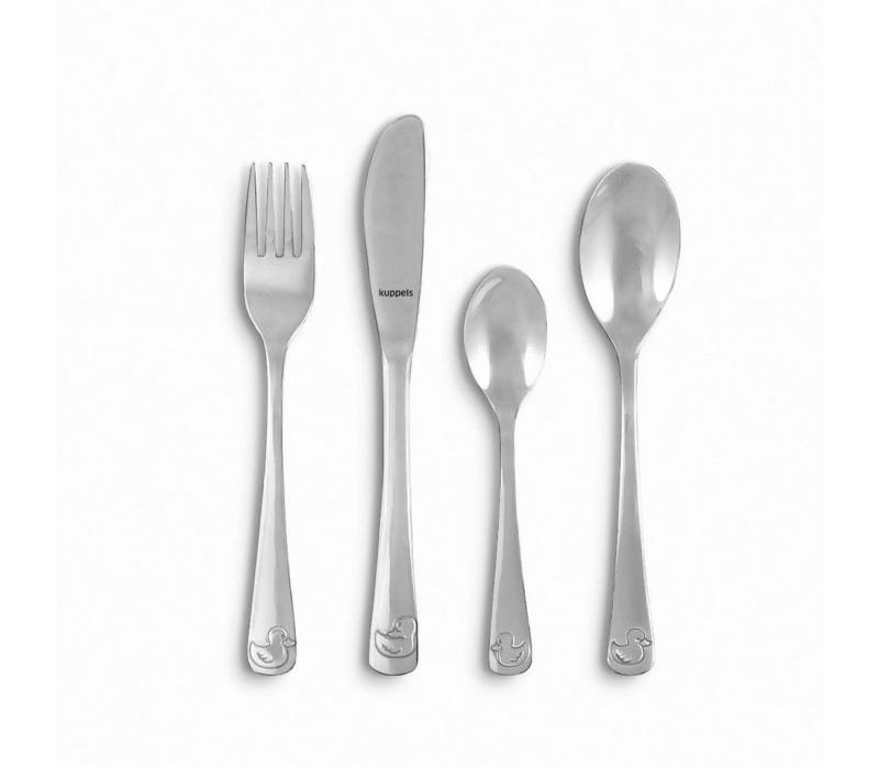 Kuppels Kinderbesteck DUCKS (4-tlg), 1 Personen, Edelstahl 18/10, ergonomisches Design, abgerundete Kanten von Kuppels