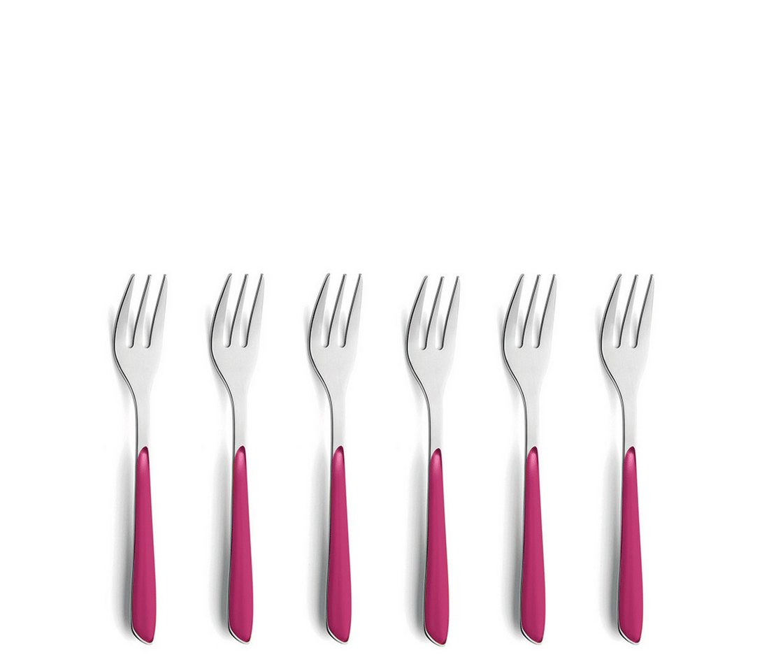 Kuppels Kuchengabel PRISMA (6 Stück), Griff Kunststoff, himbeerrot matt von Kuppels