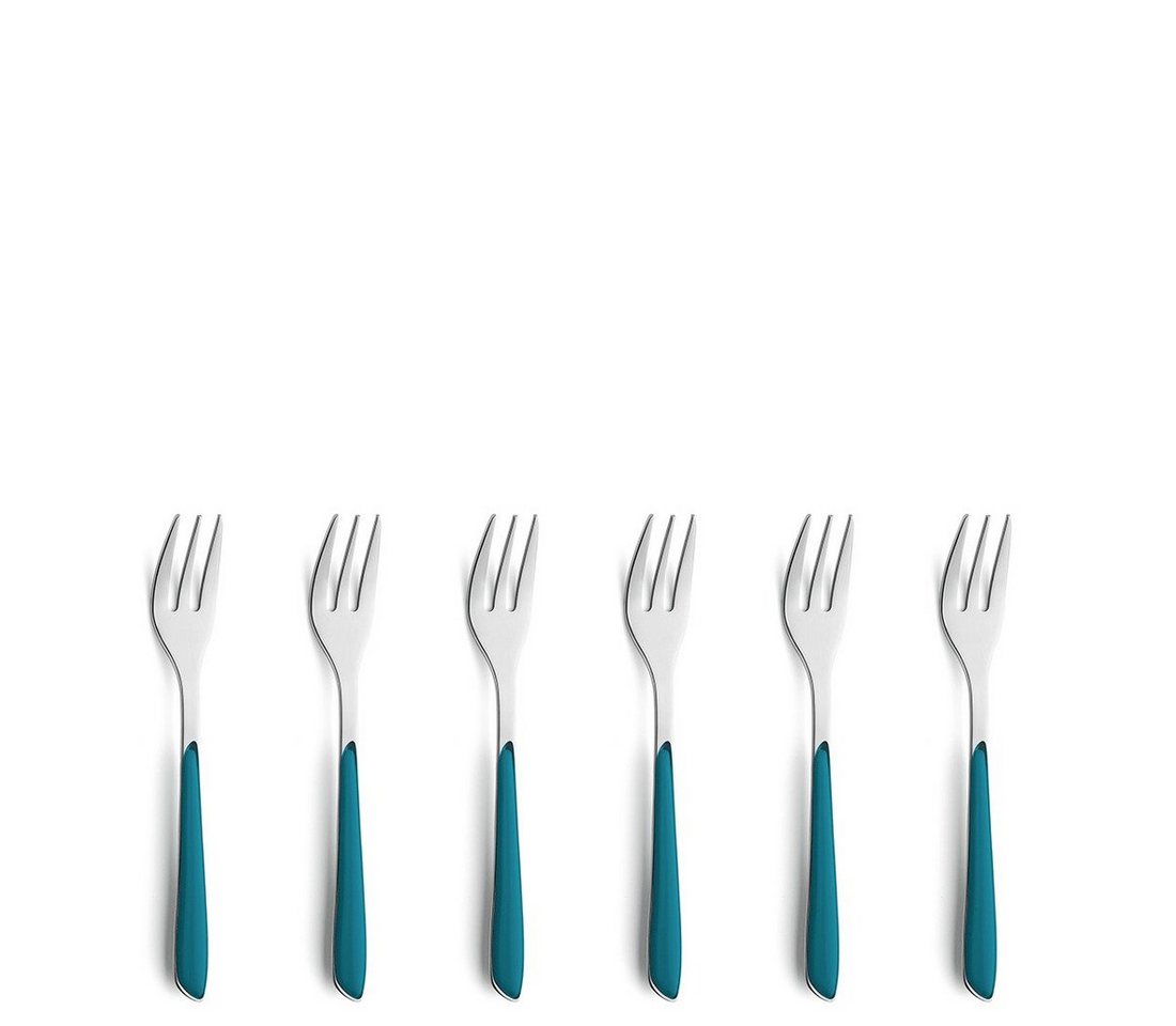Kuppels Kuchengabel PRISMA (6 Stück), Griff Kunststoff, petrol glänzend von Kuppels