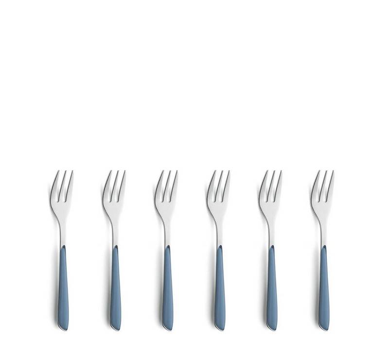 Kuppels Kuchengabel PRISMA (6 Stück), Griff Kunststoff, denim blau glänzend von Kuppels