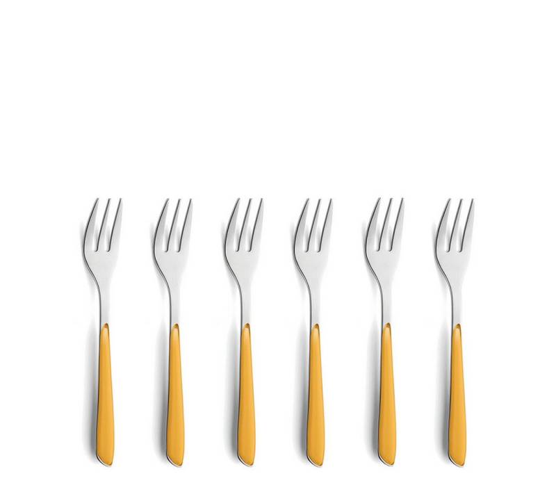 Kuppels Kuchengabel PRISMA (6 Stück), Griff Kunststoff, senfgelb matt von Kuppels