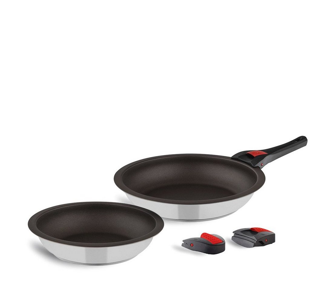 Kuppels Pfannen-Set QUICK CLACK PRO, Edelstahl (5-tlg., vielfach kombinierbar), besonders platzsparend, abnehmbare Griffe von Kuppels