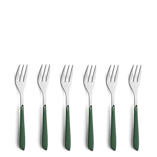 Kuppels Prisma Kuchengabel-Besteck Set aus 18/0 Edelstahl, 6-teilig, für 6 Personen, hochwertige Kunststoffgriffschalen in Tannengrün, rostfrei & spülmaschinenfest Kuppels Prisma Kuchengabel-Besteck Set aus 18/0 Edelstahl, 6-teilig, für 6 Personen, hochwertige Kunststoffgriffschalen in Tannengrün, rostfrei & spülmaschinenfest von Kuppels
