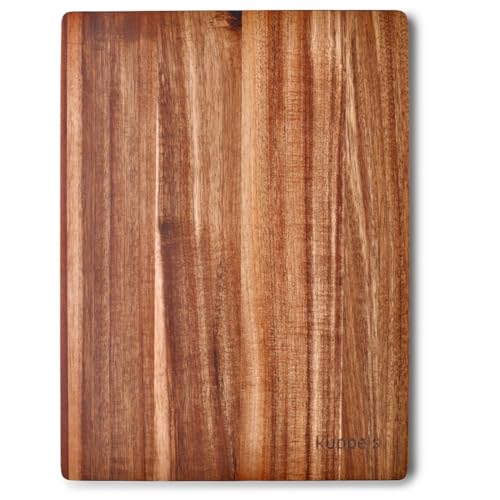 Kuppels Schneidebrett SLICE | Akazienholz | 40 x 30 x 1,5 cm | Holzbrett klingenschonend | Schneidebrett Holz | Servierbrett | Brotzeitbrett Holz | Holzbrett Küche von Kuppels