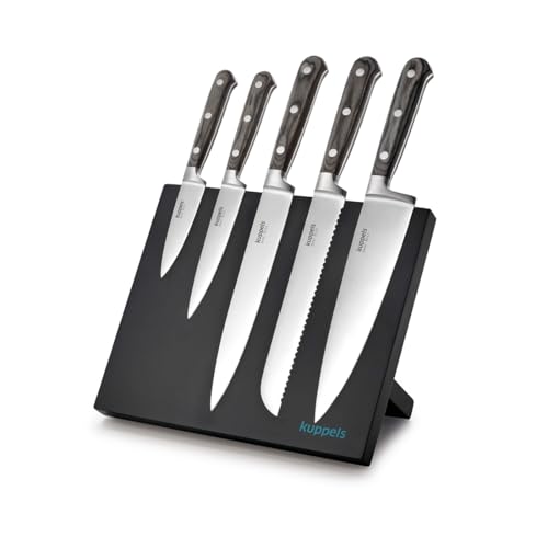Kuppels ZORRO Magnetischer Messerblock + Messerset 5-teilig | Messerblockset | Magnet-Messerblock Schwarz | Messer-Block mit Messer Set von Kuppels