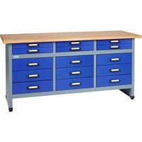 Küpper Werkbank 12977, 170 cm breit, 15 Schubladen, ultramarinblau - ultramarinblau von Kupper