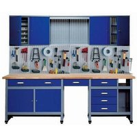 Kupper - Küpper Sparset 70412-7, 240 cm breit, Werkbank, Hängeschrank, Lochwand, ultramarinblau - ultramarinblau von Kupper