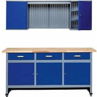 Kupper - Küpper Sparset 70421–7, 170 cm breit, Werkbank, Hängeschrank, ultramarinblau - ultramarinblau von Kupper