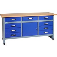 Küpper Werkbank 12877, 170 cm breit, 1 Tür, 9 Schubladen, ultramarinblau - ultramarinblau von Kupper