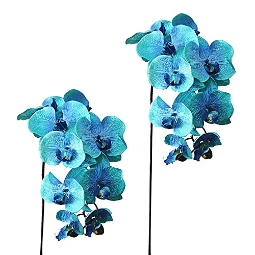 Kuppn Künstliche Orchideen, 10 Blüten, 55 cm, Seide, Phalaenopsis-Blume, fühlt sich echt an, Schmetterling-Orchidee, Latex-Orchideen für Zuhause, Büro, Hochzeit, Dekoration, 2 Stück von Kuppn