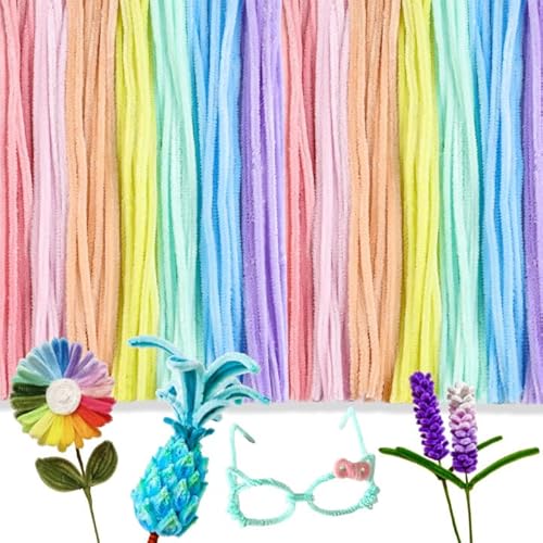 Kuppt 100 Stück Pfeifenreiniger, Pfeifenputzer Zum Basteln, Pfeifenreiniger Chenilledraht, Pfeifenputzer Bunt, Pipe Cleaners Bulk for für Bastel- und Heimwerkerliebhaber, Heimdekoration von Kuppt
