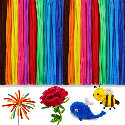 Kuppt 100 Stück Pfeifenreiniger, Pfeifenputzer Zum Basteln, Pfeifenreiniger Chenilledraht, Pfeifenputzer Bunt, Pipe Cleaners Bulk for für Bastel- und Heimwerkerliebhaber, Heimdekoration von Kuppt