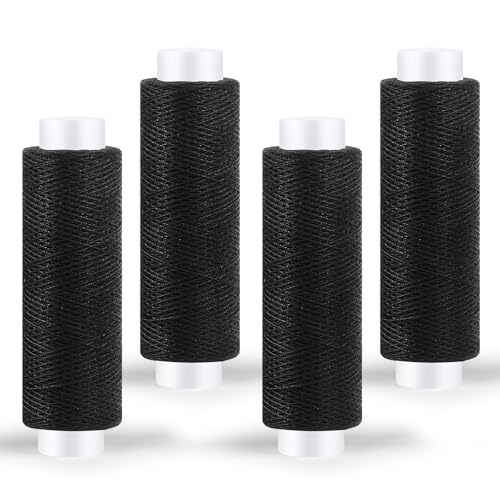 4 Stück Nähgarn schwarz, 200 Yards Polyestergarn, Stickgarn schwarz, Nähgarn für Nähmaschine zum Handquilten, Sticken, Basteln von Kuppt
