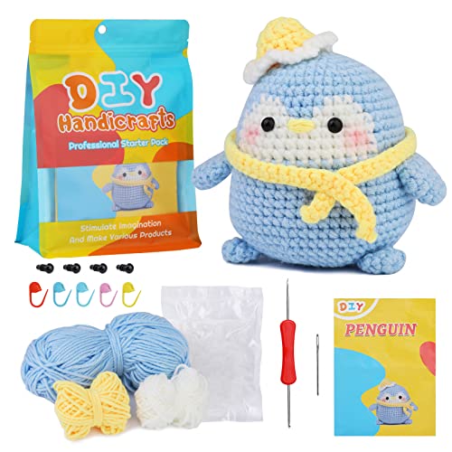 Kuppt Häkelset für Anfänger, Häkeltiere Set, Häkel Starter Set, Strickset mit Häkelnadeln, Garn, Schritt für Schritt Anleitungsvideo, Häkelset für Anfänger Erwachsene, DIY-Handwerkskunst (Pinguin) Kuppt Häkelset für Anfänger, Häkeltiere Set, Häkel Starter Set, Strickset mit Häkelnadeln, Garn, Schritt für Schritt Anleitungsvideo, Häkelset für Anfänger Erwachsene, DIY-Handwerkskunst (Pinguin) von Kuppt