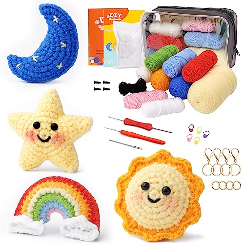 Kuppt Häkelnadel-Set für Erwachsene, Häkelset für Anfänger, Häkelset Starterkit Satz, Aufbewahrungstasche, Häkelschlüsselanhänger, Schritt-für-Schritt-Anleitungsvideo Starterkit für Anfänger von Kuppt