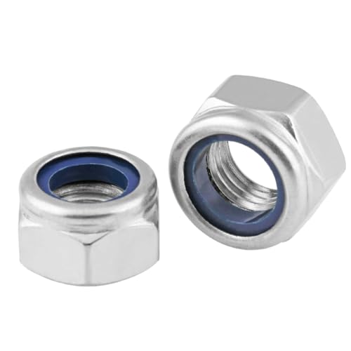 Kuprowin Sicherungsmuttern M14 x 2 mm, M14 Sicherungsmuttern aus Nylon 304 Edelstahl für Bolzen, 14 mm Sicherungsmuttern, Nylock-M14 Muttern, 10 Stück von Kuprowin