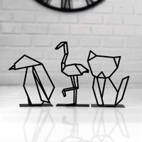 Katze | Flamingo Pinguin Low Poly Metall Niedlich Schreibtisch Dekor, Tiere Origami Tabletop Dekor Für Büro Regal Niedliche von KuraqWorksMetal