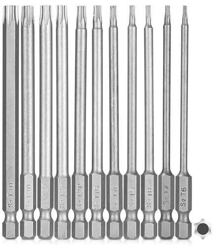 11 Stück Torx Schraubendreher Set, Torx Lang Magnetische Schraubendreher Bits Kit, T6-T40 100mm 1/4" Sternenkopf Sechskant Schaft Elektrische Schraubenzieher Set 11 Stück Torx Schraubendreher Set, Torx Lang Magnetische Schraubendreher Bits Kit, T6-T40 100mm 1/4" Sternenkopf Sechskant Schaft Elektrische Schraubenzieher Set von Kureny