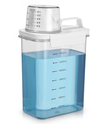 1800ml Luftdichter Waschmittelspender mit Messbecher, Waschpulver Aufbewahrungsbox, Waschpulverspender, Waschmittelbox Vorratsbehälter, Mehrzweck Waschmittelbox für Waschpulver, Wäscheparfüm von Kureny