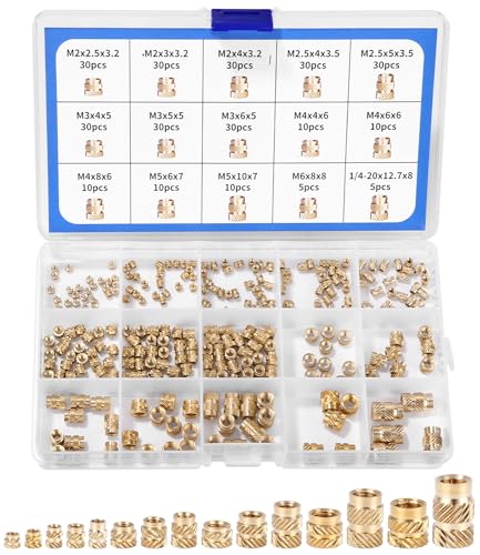 300 Stk Gewindeeinsatz, M2 M2.5 M3 M4 M5 M6 Einpressmutter Messing Gewindebuchsen Innengewinde Rändelmuttern für Kunststoffteile oder 3D Druckteile durch Ultraschall 300 Stk Gewindeeinsatz, M2 M2.5 M3 M4 M5 M6 Einpressmutter Messing Gewindebuchsen Innengewinde Rändelmuttern für Kunststoffteile oder 3D Druckteile durch Ultraschall von Kureny