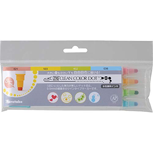 Kuretake KUTC-6100-4V Zig 4 Clean Colour Dot Stifte-Set, multi, S, 4 stück von Kuretake
