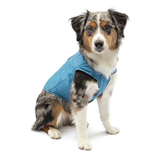 Kurgo Loft Hundejacke, Mit Hundegeschirr kombinierbar, Wasserdicht und reflektierend, Ideal für den Winter, Größe S, Blau/Orange von Kurgo