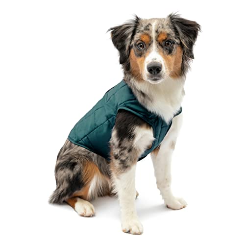 Kurgo Loft Hundejacke, Mit Hundegeschirr kombinierbar, Wasserdicht und reflektierend, Ideal für den Winter, Größe S, Tintenblau/Seeglas von Kurgo