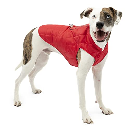 Kurgo Loft Hundejacke, Mit Hundegeschirr kombinierbar, Wasserdicht und reflektierend, Ideal für den Winter, Größe XL, Rot/Grau von Kurgo