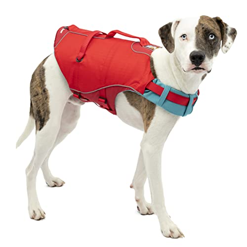 Kurgo Surf n' Turf Hundeschwimmweste | Rettungsweste für Hunde | Kajak Rettungsweste für Haustiere | Hunde Regenjacke für Pool oder See | reflektierend | maschinenwaschbar | Chili Rot (Medium) von Kurgo