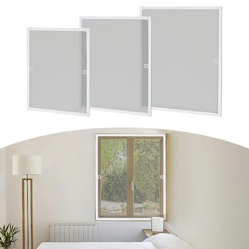 Fliegengitter-Fenster mit Aluminiumrahmen | Insektenschutz-Fenster-Einsatznetz ohne Bohren | 120x100cm | Verstellbares Moskitonetz-Fenster | Selbstbausatz | Weiß von Kuro-sagol