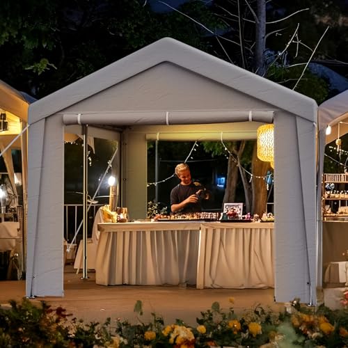 Pavillon Carport 4x6m mit 4 Seitenwänden – Winterfestes Partyzelt & Auto Unterstand mit verzinkten Stahlrohren, wasserdicht & UV-beständig, für Garten, Feier & Lager, grau von Kuro-sagol