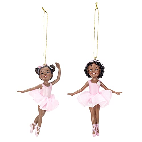 Kurt Adler 2 pc Set African American - Black Ballerina Girl on Toes Ornament 4 3/8 in Kurt Adler 2 pc Set African American - Black Ballerina Girl on Toes Ornament 4 3/8 in von Kurt Adler