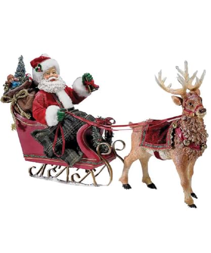 Kurt Adler 25,40 cm großer Weihnachtsmann mit Schlitten und Rentier von Kurt Adler
