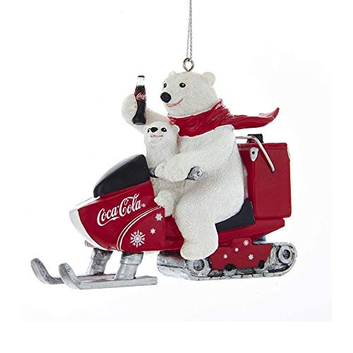 Kurt Adler Coca-Cola Polar Bear With Cub Riding Snow Mobile Ornament von Kurt S. Adler