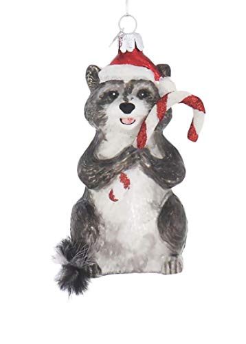 Noble Gems™ Waschbär mit Zuckerstange, Glas von Kurt Adler