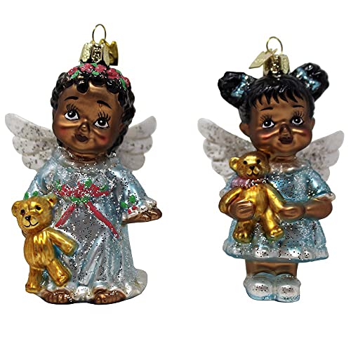Kurt Adler Set of 2 Noble Gems 4" African American Angel Glass Christmas Ornament NB1507 von Kurt Adler