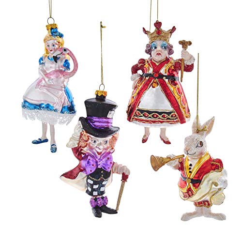 Kurt Adler 12,7-14 cm edle Edelsteine Alice im Wunderland 4-teiliges Ornament-Set von Kurt S. Adler