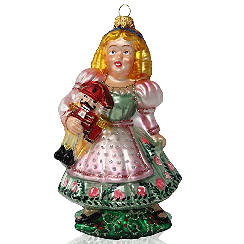 Limited Edition Kurt Adler Little Girl with Nutcracker Doll - Hand Blown Christmas Tree Ornament for Holiday Cheer, Unique Gifts, Festive Decor - Exclusive Keepsake Made in Poland von Kurt Adler