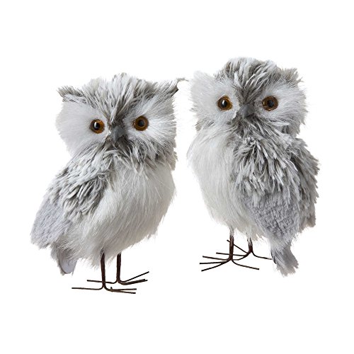 Kurt Adler 12,7 cm Furry Grau Eule Set von 2 von Kurt S. Adler