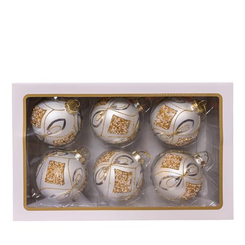Kurt Adler Glaskugel-Ornamente, 80 mm, elegant verpackt in Einer 6-teiligen Box von Kurt S. Adler