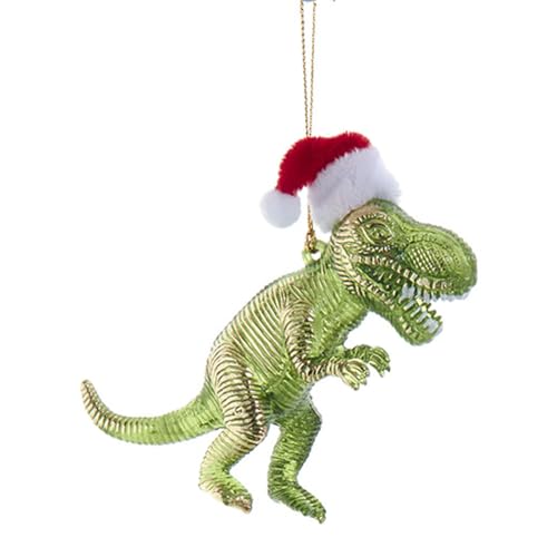Kurt Adler Grüner T-Rex mit Weihnachtsmütze von Kurt S. Adler